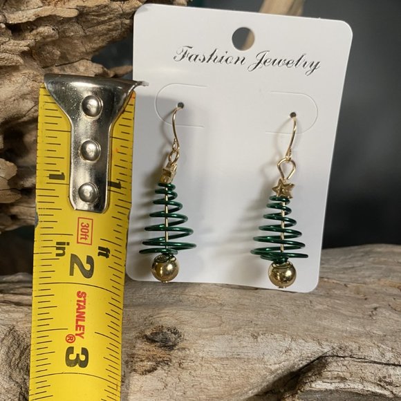 Christmas Tree Earrings W/Gold Star - Picture 6 of 6
